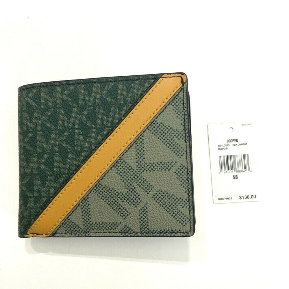 Michael Kors Men's/Women's Cooper Billfold Green Wallet Leather Interior w/o Box